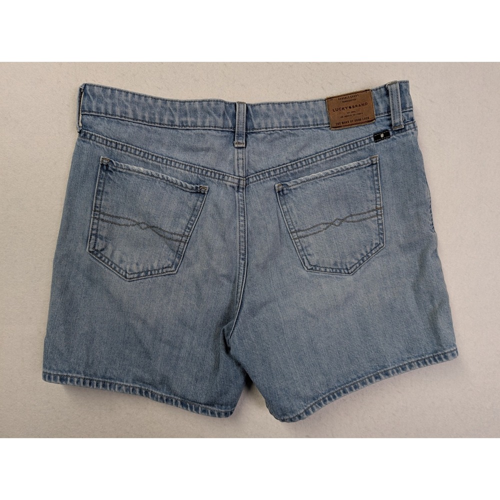 Lucky Brand Womens The Boyfriend Short 8 / 29 Distressed Denim Jeans Light Blue - Picture 2 of 10